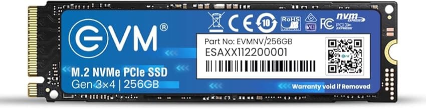 EVM Internal SSD Interface PCle Gen 3x4 Fast Performance, Ultra Low Power Consumption NVME PCIe SSD (EVMNV/256GB, Black, 256GB)