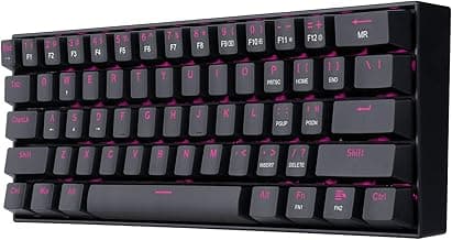 Redragon K630 Dragonborn 60% Wired Pink Single Lighting Gaming Keyboard, 61 Keys Compact Mechanical Keyboard with Brown Switch, Pro Driver Support, Black