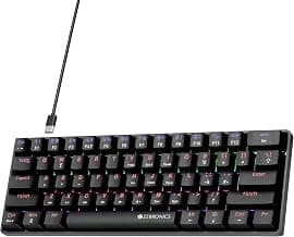 Zebronics Mechanical Keyboard, Silent Linear Red Switches, 61 Keys Layout, 26 Key Anti Ghosting, Double Shot Keycaps, 17 LED Modes, Media Controls, 1.5m Cable (Max Ninja 61, Black)