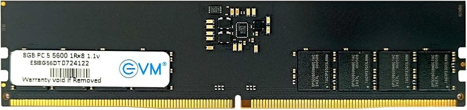 EVM 8GB DDR5 Desktop RAM Memory | 5600MHz | PC5-44800 | Long-DIMM | 288-Pin | CL19 | 1.1V Low Voltage | High Performance | Intel & AMD Compatible | 10 Year Warranty (EVMT8G5600U88P)