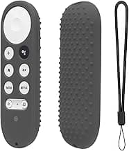 OBOESilicone Full Wrap Remote Case Compatible with Google Chromecast Tv Voice Remote Protective Cover with Lanyard (Dark Grey)