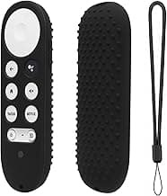 OBOESilicone Full Wrap Remote Case Compatible with Google Chromecast Tv Voice Remote Protective Cover with Lanyard (Black)