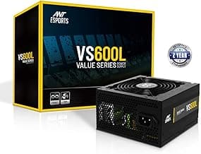 Ant Esports VS600L Non-Modular High Efficiency Gaming Power Supply/PSU with 1 x PCIe and 120mm Silent Fan