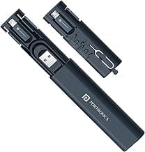 Portronics Snapcase 3 60W Multifunctional Fast Charging Data Cable Kit, Conversion Set USB A & Type C to Male Micro/Type C/Lightning, Data Transfer, Sim Storage, Sim Eject Pin, Pocket Size(Blue)
