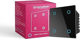 HomeMate® Wi-Fi Smart 4 Gang Touch Switch (Black, Pack of 1) | No Hub Required | Works with Amazon Alexa, Google Assistant & Siri