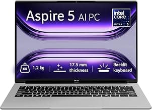 Acer Aspire 5 AI PC, Intel Core Ultra 5 125H Processor,Office 2024 + M365 Basic,16 GB RAM, 512 GB SSD, WUXGA IPS, 14.0"/35.56 cm, Win 11 Home,Pure Silver,1.2 kg, A514-54H, Backlit KB, Premium Laptop