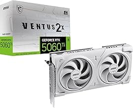 MSI GeForce RTX 5060 Ti 8G Ventus 2X OC White Plus Graphic Card – NVIDIA GeForce RTX 5060 Ti GPU, 8GB GDDR7 128-bit Memory, 28Gbps, PCI Express Gen5 x16 (uses x8) Interface