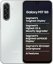 Samsung Galaxy M17 5G Mobile (Moonlight Silver, 6GB RAM, 128GB Storage) | 50MP OIS Triple Camera | Super AMOLED Display | Gorilla Glass Victus | 6 Gen OS Upgrades | Knox Security | AI