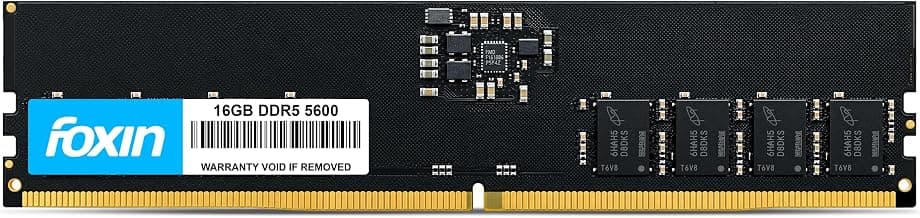 Foxin 16GB DDR5 Desktop RAM 5600MHz | UDIMM - 1.1V Low Voltage | 288-PIN Pin, Intel & AMD Compatible | High-Speed PC Memory Upgrade | 5 Years Warranty