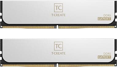 TeamGroup T-Create Expert 2x16GB 6000MHz (6000MT/s) CL38 White 32GB DDR5 RAM Kit, Desktop Memory, Metal Heatsink, 10Layer PCB For Overclocking, ECC, XMP 3.0/EXPO, For Intel/AMD CPU, Low Latency Module