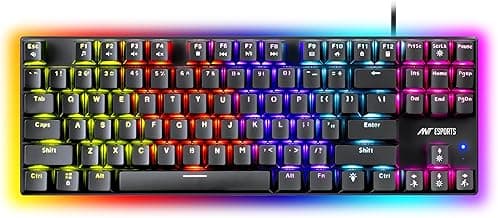 Ant Esports Scorpion MK20 Wired 75% Mechanical Gaming Keyboard, 87 Keys Compact TKL Wired Linear Red Switches Detachable USB RGB Backlight Keyboard