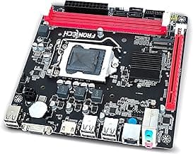 FRONTECH H61 Motherboard, Intel H61 Express Chipset, Supports LGA1155 Socket, Dual Channel DDR3 RAM, 6-Channel HD Audio, SATA 2.0, PCI Express Slot (FT-0491, Black)